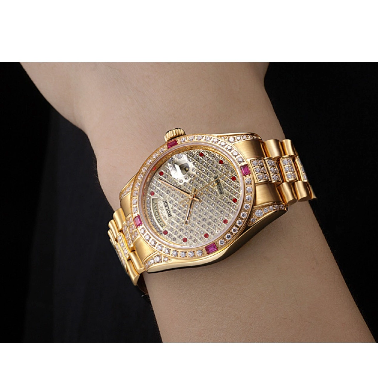 Rolex copies cheap 621614 Rolex Diamonds Yellow Swiss Gold-srl184 Day-Date 0625